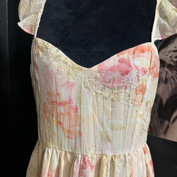 💓Lulus Make Me Blush Peach Floral Print Tiered Maxi Dress.💞SZ XL- NWT - Picture 7 of 16